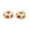 Brass Micro Pave Cubic Zirconia Beads, Cadmium Free & Nickel Free & Lead Free, Flat Round, Real 18K Gold Plated, Chocolate, 6x3mm, Hole: 2mm
