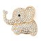 Zinc Alloy Cabochons, with Rhinestone, Elephant, Light Gold, 34x41x7.5mm
