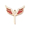 304 Stainless Steel Pendants, with Enamel, Angel Charm, Real 18K Gold Plated, 19.5x19.5x1.5mm, Hole: 1.2mm