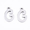 Non-Tarnish 201 Stainless Steel Charms, Laser Cut, Alphabet, Stainless Steel Color, Letter.G, 12x7x1mm, Hole: 1.4mm