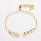 Brass Chain Bracelet Making, Box Chain Bracelets, Slider Bracelets Making, with Cubic Zirconia, Round, Real 18K Gold Plated, 9-1/2 inchx1/8 inch(240x1mm, Hole: 1mm)