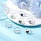 7Pcs Copper Wired Wrapped Natural Sodalite & Rose Quartz & Quartz Crystal & Indian Agate & Amethyst & Green Aventurine & Red Jasper Rings, Heart, Silver, 9~9.5mm, Inner Diameter: 19.5~20.5mm