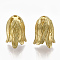 Brass Bead Caps, Nickel Free, Flower, Raw(Unplated), 16x11.5x11mm, Hole: 1.5mm