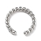 Rack Plating Brass Twist Rope Shape Open Cuff Rings for Women, Lead Free & Cadmium Free, Long-Lasting Plated, Platinum, Inner Diameter: 16mm