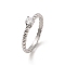 304 Stainless Steel Finger Ring, with Cubic Zirconia, Stainless Steel Color, US Size 7(17.3mm)