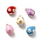 Rack Plating Brass Micro Pave Cubic Zirconia Pendants, with Enamel, Cadmium Free & Lead Free & Nickle Free, Egg with Flower, Mixed Color, 21.5x14.5~15mm, Jump Ring: 5x0.6mm, Inner Diameter: 3.5mm
