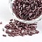 Silver Lined Round Hole Glass Bugle Beads, Old Rose, 3~5x1.8~2mm, Hole: 0.8mm, about 12000pcs/450g