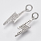 Brass Micro Pave Cubic Zirconia Pendants, Cadmium Free & Lead Free, Lightning, Platinum, 21x6x2mm, Hole: 3mm