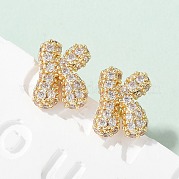 Латунные микро проложить серьги стержня кубического циркония EJEW-Z091-04G-K