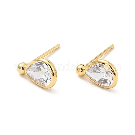 Серьги-капли из прозрачного кубического циркония X-EJEW-G297-23G-1