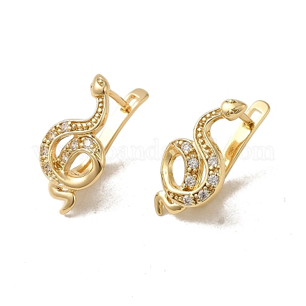 Серьги-кольца из латуни с микропаве из кубического циркония EJEW-L271-10KCG-06-1