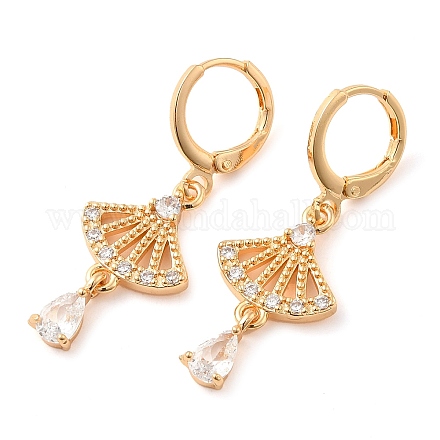 Серьги с подвесками из золотой латуни EJEW-B037-25G-1