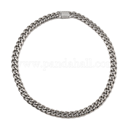 Ожерелья из кубинской цепи из нержавеющей стали 304 NJEW-D050-01E-P-1
