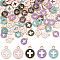 100Pcs 5 Colors Light Gold Plated Alloy Enamel Pendants, Flat Round with Cross, Mixed Color, 15x12x1.5mm, Hole: 1.6mm, 20pcs/color