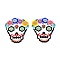 Handmade Seed Beads Pendants, with Elastic Thread, Loom Pattern, Sugar Skull, For Mexico Holiday Day of The Dead, Colorful, 41x36x1.5mm