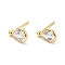 Clear Cubic Zirconia Teardrop Stud Earrings, Brass Jewelry for Women, Cadmium Free & Nickel Free & Lead Free, Real 18K Gold Plated, 11x6.5mm, Pin: 0.7mm
