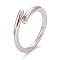 304 Stainless Steel Minimalist Open Cuff Ring Clear Cubic Zirconia Solitaire Ring for Women, Stainless Steel Color, US Size 7(17.3mm)