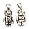 Rack Plating Brass links, Lead Free & Cadmium Free, Long-Lasting Plated, Bear Charm, Antique Silver, 15x8.5x6mm, Hole: 6x3mm