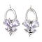 Brass Micro Pave Clear Cubic Zirconia Fold Over Clasps, Cadmium Free & Nickel Free & Lead Free, Butterfly, Violet, Platinum, 25.5x12.5x8mm, Hole: 1.2mm
