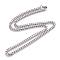 Non-Tarnish 304 Stainless Steel Cuban Link Chain Necklaces, with Lobster Claw Clasps, Stainless Steel Color, 23.4 inch(59.5cm), 5mm