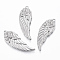 Tarnish Resistant 304 Stainless Steel Pendants, Wing, Stainless Steel Color, 37x13.5x2.5mm, Hole: 1.5mm