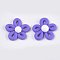 Handmade Polymer Clay Cabochons, Flower, Slate Blue, 27~28x26~28x10~11mm