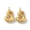 4Pcs Brass Pendants, Real 18K Gold Plated, Letter S, 19x12.5x4.5mm, Hole: 3.4mm