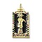 Brass Micro Pave Cubic Zirconia Pendants with Enamel, Cadmium Free & Nickel Free & Lead Free, Rectangle, Black, 39x22x3.5mm, Hole: 4.5x2mm