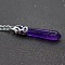 Natural Amethyst Faceted Bullet Point Pendant Necklaces, Bullet Head, Alloy Cable Chain Necklaces, Platinum, 15.75 inch(40cm)