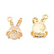 Brass Micro Pave Clear Cubic Zirconia Charms, with Glass, Nickel Free, Rabbit, Real 18K Gold Plated, 11x7.5x6mm, Hole: 1mm