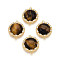 Natural Tiger Eye Connector Charms, Brass Micro Pave Clear Cubic Zirconia Flat Round Links, Real 18K Gold Plated, 16x19.5x6.5mm, Hole: 1mm