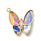 304 Stainless Steel with Cubic Zirconia and Shell Charms, Butterfly, Blue, 17x15.5x2.5mm, Hole: 1.4mm