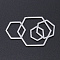 Non-Tarnish 201 Stainless Steel Filigree Joiners Links, Hexagon, Stainless Steel Color, 40x25x1mm