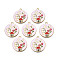 Alloy Enamel Pendants, Cadmium Free & Nickel Free & Lead Free, Light Gold, Flat Round with Tulip, Thistle, 28x25x3mm, Hole: 1.8mm