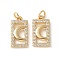 Brass Micro Pave Clear Cubic Zirconia Pendants, Cadmium Free & Lead Free, Long-Lasting Plated, Real 18K Gold Plated Charms, Rack Plating, with Jump Ring, Moon, 14x7x2mm, Hole: 3.5mm