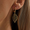 Exquisite 201 Stainless Steel Hollow Leaf Hoop Earrings, Real 18K Gold Plated, 40x15mm