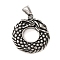 304 Stainless Steel Pendant, with 201 Stainless Steel Snap On Bails, Dragon Charm, Antique Silver, 39.5x34x3mm, Hole: 4x8mm