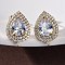 Teardrop Brass Micro Pave Clear Cubic Zirconia Stud Earrings, Real 16K Gold Plated, 17.5x12mm