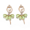 Alloy Big Pendants, with Resin & Crystal Rhinestone, Faceted, Ballerina, Golden, Lime Green, 59~60x30~31x4.5mm, Hole: 2.5mm