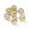 Polymer Clay Rhinestone Beads, Pave Disco Ball Beads, Round, Gold Quartz, 16~17mm, Hole: 1.8mm