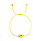 Bohemian Style Resin Evil Eye Bead Braided Bracelets, Adjustable Nylon Cord Braided Bracelets for Women, Yellow, Inner Diameter: 11 inch(28cm)