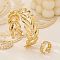 Wheat Alloy Cuff Bangle & Cuff Rings Sets, Golden, 60mm & 18mm