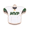 Rugby Theme Alloy Enamel Pendants, Light Gold, Rugby Jersey Charm, White, 31.5x34x1.5mm, Hole: 2.1mm