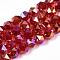 Electroplate Transparent Glass Beads Strands, AB Color Plated, Faceted, Round, FireBrick, 6x5.5x5.5mm, Hole: 1mm, about 100pcs/strand, 22.44 inch(57cm)