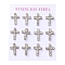 Ion Plating(IP) 304 Stainless Steel Cross Stud Earrings, with Rhinestone, Stainless Steel Color, 15x11mm