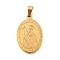 304 Stainless Steel Pendants, Oval with St. Patrick Charm, Religion, Real 18K Gold Plated, 27x18x2mm, Hole: 6x3mm