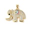 Brass Micro Pave Colorful Cubic Zirconia Pendants, Cadmium Free & Lead Free, Elephant, Real 18K Gold Plated, 21x27.5x4.5mm, Hole: 3.5x4.5mm