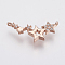 Brass Micro Pave Cubic Zirconia Links, Lead Free & Cadmium Free, Star, Rose Gold, 8x23x2mm, Hole: 0.8mm