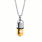 Medical Theme Pill Shape Stainless Steel Pendant Necklaces with Cable Chains, Real 18K Gold Plated, no size