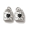 Brass Micro Pave Cubic Zirconia Pendants, Cadmium Free & Nickel Free & Lead Free, Real 18K Gold Plated, Lock, Black, 12.5x9x4mm